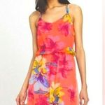 Ella Moss  Hibiscus Floral Silk Strapless Dress in guava L $138 spring cocktail Photo 0