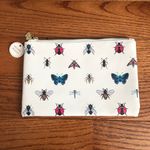 Luxe Deluxe Cream Pouch with Insect Butterfly Design Faux Leather Cosmetic Bag NWT Photo 3