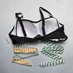 Black Dot Crisscross Belt Tie Padded Swim Sports Bra Beach Bikini Top L Large Photo 1