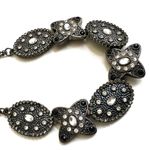 GREY AND BLACK RHINESTONE DIAMANTE CHOKER NECKLACE Gray Photo 2