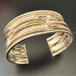 Vintage 925 Sterling Silver Modernist Brutalist Wrinkled Rippled Cuff Bangle Photo 1