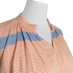 Apiece Apart Agata Shirred Boxy Flowy Blouse in Cote Stripe Orange Blue White 4 Photo 6