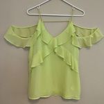 Naked Zebra Neon Yellow Green Cold Shoulder Ruffle Strappy Cami Top Small Photo 1