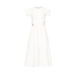 Lisa Says Gah White Floral Embroidered Puff Sleeve A-Line Midi Dress Size Small Photo 4