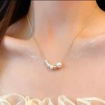 Elegant White Pearl Necklace Gold Photo 0