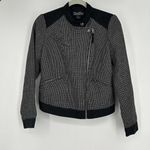 Lucky Brand Black Tweed Moto Jacket Cropped Zip Up Zip Pockets Lined Size S Photo 0