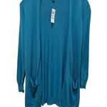 Style & Co Open Front Long Sleeve Cardigan Sweater Teal Blue Size Small Photo 0
