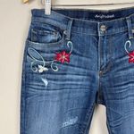 Driftwood Jeans Womens 29 Embroidered Flower Distressed Blue Denim Skinny Photo 2