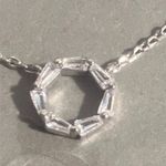 AVEC Brass Silver Tone O Initial Necklace Clear Rhinestones Layer Pendant NEW Photo 1