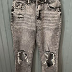 Vervet  Mom Jeans Size 28 X 26" Inseam Distressed Denim Raw Hems Gray‎ Photo 0