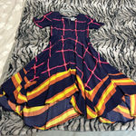 Anthropologie Navy and Pink Checkered Midi Dress Photo 0