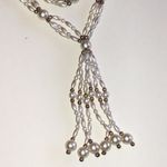 Elegant Vintage White Faux Pearl Gold Tone Beaded Boho Tassel Fringe Necklace Photo 2