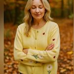 Tia Vintage Yellow Floral Lady Bug Patch Button Cardigan Rhinestone Buttons 2X Photo 0