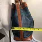 Ralph Lauren Black Watch Plaid LRG Leather Canvas Drawstring Bucket Shoulder Bag Photo 15