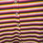 Anthropologie MAEVE Henley Stripped Ribbed Short Sleeve Top Size Medium Photo 4