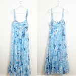 Abercrombie & Fitch Abercrombie Tiered Ruched Babydoll Maxi Dress Blue Floral XL Photo 5