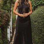 Show Me Your Mumu  Jasmine Halter MIDI Dress Black Luxe Satin M Photo 0