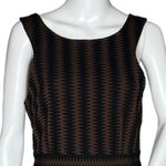 Anthropologie  Maeve Meridian Quilted Dress Brown Black Striped‎ Sleeveless Photo 4