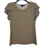 Atelier 29 Black and Tan Striped Ruffle Sleeve Blouse Size Small Photo 0