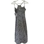 Open Edit  NEW sleeveless razor back midi dress XS black white animal print slit Photo 4