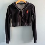 A.LAB Britney Velour Black Crop Zip Hoodie Photo 1