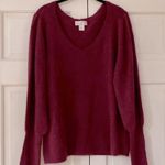 Rachel Parcell Balloon Sleeve Sweater Soft Maroon Pink Size Large Juliette Sleev Photo 1