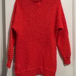 Free People Dark Orange Chunky Knit Oversized V Neck Sweater XS NWOT Photo 4