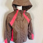 Columbia Omni - Tech Packable Wind/Rain Hooded Jacket Medium Brown/Pink PREOWNED Photo 3