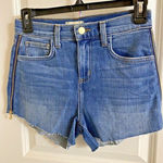 L'Agence NWT Audrey Gold Zipper Womens High Rise Frayed Denim Shorts Size 24 Photo 0