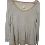 Shae Womens Silk Cashmere Knit Sweater Top Tunic Sz L Beige Sheer Overlay Light White Size L Photo 0
