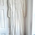 The Great Swiss Dot Floral Lace Trim Long Sleeve Maxi Dress White Size 0 Photo 3