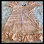 VERO MODA Tangerine and White Ribbed Ruffle Mini Dress Juniors Size Medium NWOT Photo 5