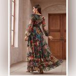 NEW Spring Boho V Neck Long Sleeve Ruffle Floral Photoshoot Maxi Dress S Blue Photo 1