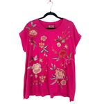 Johnny Was  Joya Embroidered Draped Relaxed Fit T-Shirt Pink Multicolor Medium Photo 2