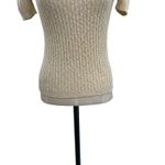 Courreges Vintage Sweater Short Sleeve Ribbed Knit Logo Beige Cream Size 0 XS Yellow Photo 3