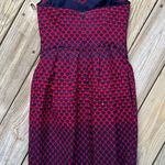 Club Monaco  Nelly Red And Blue Heart Print Strapless Cocktail Dress Size 0 Photo 2