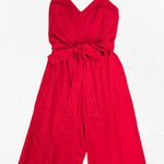Dress the Population Red Rouge Stevie V Neck Wide Leg Belt Jumpsuit Size Medium Photo 11