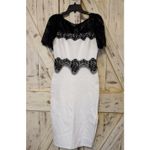 Beulah Style Women's Designer Dress Lace Neckline Black White Size Medium NWT Photo 2