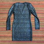 VTG MEZZANINE BLACK FOIL LONG SLEEVE TIGHT FIT MINI BODYCON DRESS Photo 4