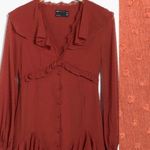 ASOS NWOT $55 Design Rust Lace Trim Long Sleeve Swiss Dot Textured Mini Dress 2P Photo 4