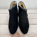 Vintage Black Suede High Heeled Booties with Bow Detail Sherpa Lined 3” Heel Size 6 Photo 3