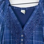 Anthropologie  Akemi + Kin Navy Plaid Kerchief Filigree Lace Midi Dress size 0 Photo 6