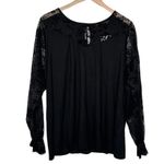 Beldini Belldini black mix media sheer sleeve romantic lace goth long sleeve top 2X Photo 0