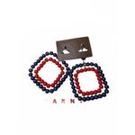 New Marni Blue and Red Beaded Square Earrings Photo 2