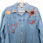 Vintage Zana Di Womens Denim Shirt Size M Blue Patch 90s Western Embroidered Blue Size M Photo 1