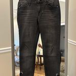 Kensie Jeans Black Washed Denim Cropped Jeans with Velvet Lace Hem Sz 2/26 Photo 1