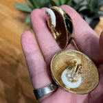 Vintage 80s Black Enamel Domed Clip Photo 2