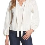 Caslon  Ivory Cloud Bonnie Woven Peasant Top medium White beige striped boho Photo 0