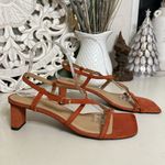 frame denim Frame Le Braxton Leather Heel Burnt Orange US 10 Strappy Sandal Fall Photo 4