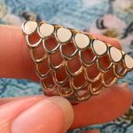 Statement Ring Gold Plated White Enamel Scale Photo 6